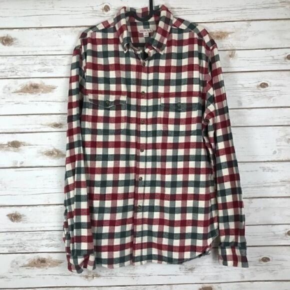 Merona Button Down Shirt Checkered Flannel Size L - Picture 1 of 5